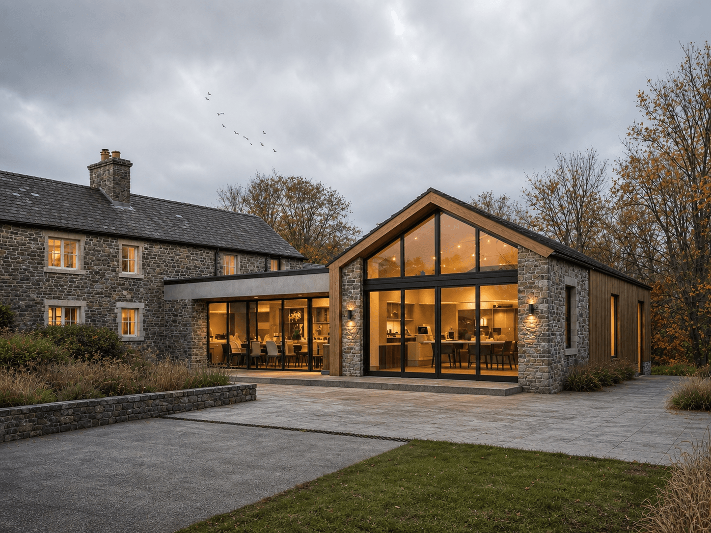 Contemporary extension to a traditional farmhouse by Hepburn Architects